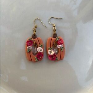 Floral pumpkin Earrings with Gold Accents